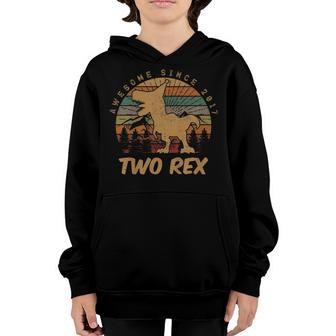 Kids 2Nd Birthday Two Rex Shirt Second Dinosaur Gifts 2 Year Old Youth Hoodie | Mazezy