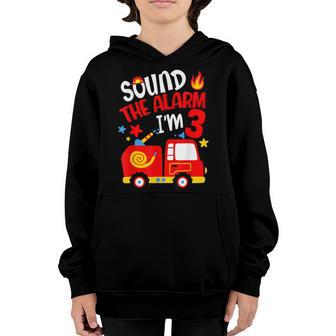 Kids 3 Year Old Firefighter Birthday Party Fire Truck 3Rd Youth Hoodie - Thegiftio UK