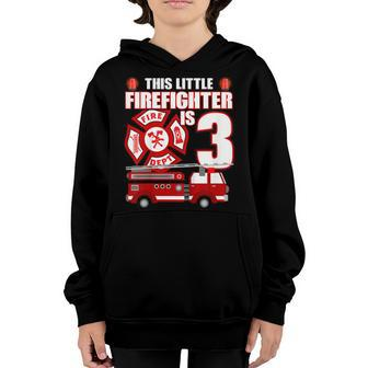 Kids 3 Year Old Firefighter Birthday T Shirt Fire Truck 3Rd Gift Youth Hoodie | Mazezy