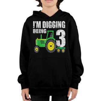 Kids 3 Year Old Tractor Birthday 3Rd Birthday Youth Hoodie - Thegiftio UK