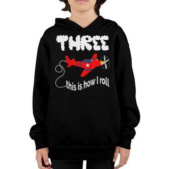Kids 3 Years Old 3Rd Birthday Airplane Shirt Boy Plane Party Youth Hoodie | Mazezy