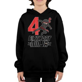 Kids 4Th Birthday Ninja For Boys 4 Year Birthday Tee V2 Youth Hoodie | Mazezy DE