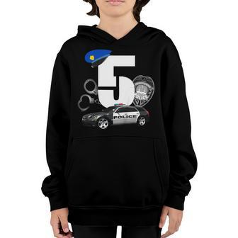 Kids 5 Year Old Police Birthday T Shirt Officer Cop Car 5Th Gift Youth Hoodie | Mazezy