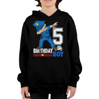 Kids 5 Years Old Police Birthday Shirt Officer Cop Car 5Th Youth Hoodie | Mazezy