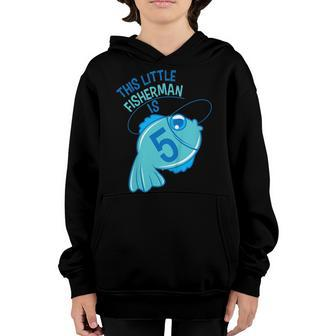 Kids 5Th Birthday Boys Fishing Fish 5 Year Old Youth Hoodie | Mazezy CA