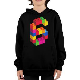 Kids 6 Year Old Building Blocks Birthday T Shirt Bricks 6Th Gift Youth Hoodie | Mazezy UK