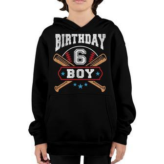 Kids 6 Years Old Boy 6Th Birthday Baseball Gift Youth Hoodie | Mazezy