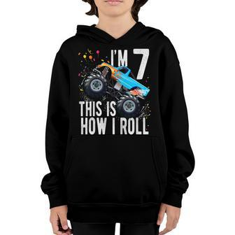 Kids 7 Year Old Shirt 7Th Birthday Boy Monster Truck Car T Shirt Youth Hoodie | Mazezy
