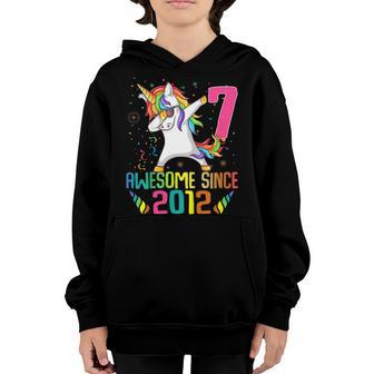 Kids 7 Years Old 7Th Birthday Unicorn Dabbing Shirt Girl Party Youth Hoodie | Mazezy DE