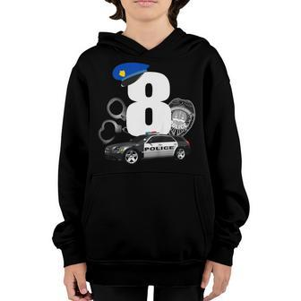 Kids 8 Year Old Police Birthday T Shirt Officer Cop Car 8Th Gift Youth Hoodie | Mazezy