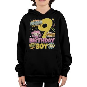 Kids 9 Year Old Retro Vintage Comic Style Birthday 9Th Boys Youth Hoodie - Thegiftio UK