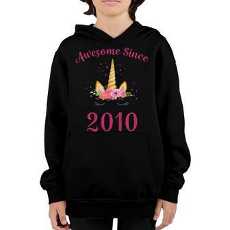 Kids 9Th Birthday Girl Unicorn Shirt Awesome Since 2010 Gift Youth Hoodie | Mazezy