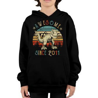 Kids Awesome Since 2011 Dinosaur 8Th Birthday Boy Gift T Shirt Youth Hoodie | Mazezy