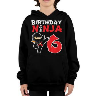 Kids Birthday Ninja Shirt - 6 Year Old Ninja Birthday Party Theme Youth Hoodie | Mazezy