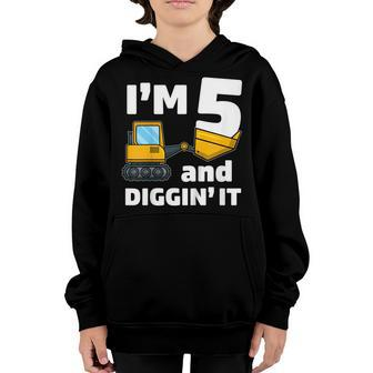 Kids Construction Truck 5Th Birthday T Shirt Boy 5 Year Old Gift Youth Hoodie | Mazezy