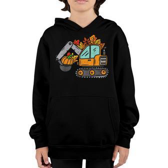 Kids Construction Vehicle Thanksgiving Pumpkin Fall Autumn Youth Hoodie - Thegiftio UK