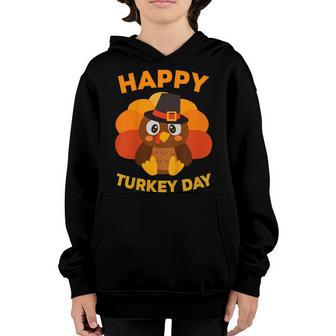 Kids Cute Happy Turkey Day Thanksgiving Gift Pilgrim Boys Youth Hoodie | Mazezy