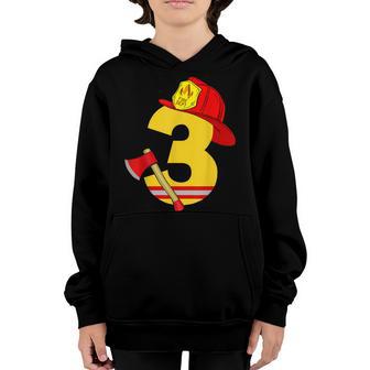Kids Fire Truck 3Rd Birthday Boy Firefighter 3 Year Old V2 Youth Hoodie - Thegiftio UK