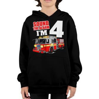 Kids Fire Truck 4Th Birthday T Shirt Boy Firefighter 4 Year Old Youth Hoodie | Mazezy