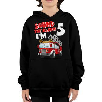 Kids Fire Truck 5 Years Old Firefighter 5Th Birthday Boy Youth Hoodie - Seseable