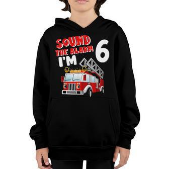 Kids Fire Truck 6 Years Old Firefighter 6Th Birthday Boy Youth Hoodie - Seseable