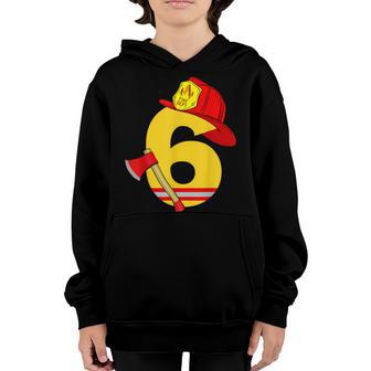 Kids Fire Truck 6Th Birthday Boy Firefighter 6 Year Old V2 Youth Hoodie - Thegiftio UK