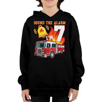 Kids Fire Truck 7Th Birthday Boy Firefighter 7 Year Old V2 Youth Hoodie - Thegiftio UK
