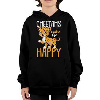 Kids Funny Cheetahs Make Me Happy Cheetah Youth Hoodie - Thegiftio UK