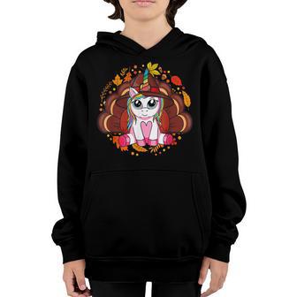 Kids Funny Turkicorn Unicorn Turkey Funny Thanksgiving Girls Youth Hoodie - Thegiftio UK