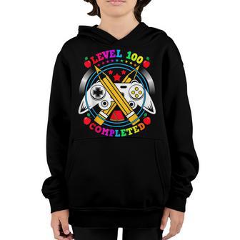Kids Gaming Level 100 Completed 100 Days Of School Youth Hoodie - Thegiftio UK