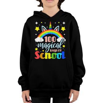 Kids Girls 100 Magical Days Of School First Grader Unicorn Youth Hoodie - Thegiftio UK