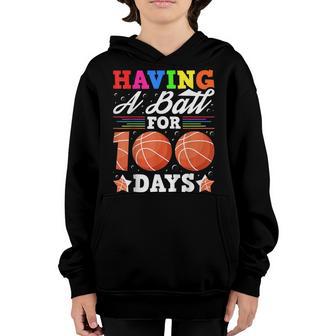 Kids Having A Ball For 100 Days Of School Basketball First Youth Hoodie - Thegiftio UK