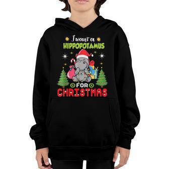 Kids I Want A Hippopotamus Christmas Xmas Hippo Youth Hoodie - Thegiftio UK