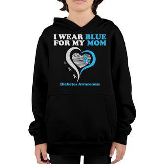 Kids I Wear Blue For My MomBlue RibbonHeartDiabetes Youth Hoodie - Thegiftio UK