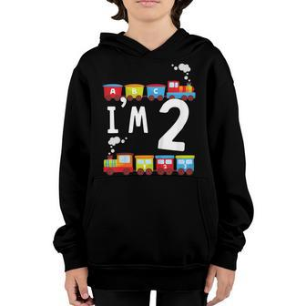 Kids Im 2 Trains Birthday For Toddlers - 2 Years Old Tee Youth Hoodie | Mazezy