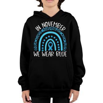 Kids In November We Wear Blue Diabetes Awareness Rainbow Youth Hoodie - Thegiftio UK