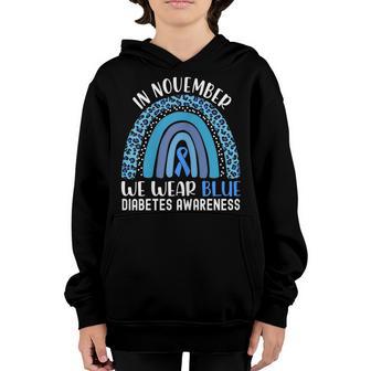 Kids In November We Wear Blue Diabetes Awareness Rainbow Youth Hoodie - Thegiftio UK