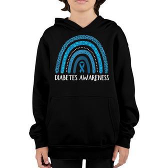 Kids In November We Wear Blue Rainbow Diabetes Awareness Youth Hoodie - Thegiftio UK