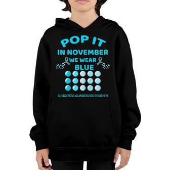 Kids In November We Wear Blue Ribbon Diabetes Awareness Kids Youth Hoodie - Thegiftio UK