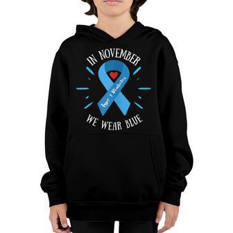 Kids In November We Wear Blue Type 1 Diabetes Awareness Youth Hoodie - Thegiftio UK