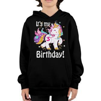 Kids Its My 3Rd Birthday 3 Year Old Unicorn Birthday Shirt Gift Youth Hoodie | Mazezy