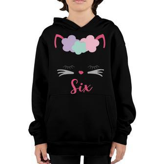 Kids Kitty 6Th Birthday Girl Shirt Cat Gift Birthday Outfit Youth Hoodie | Mazezy