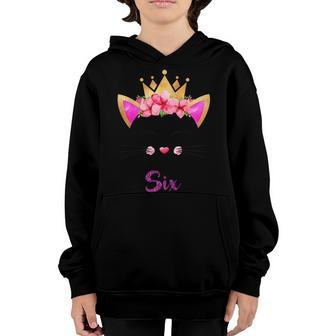 Kids Kitty 6Th Birthday T Shirt Cat Girl Cat Boy Birthday Outfit Youth Hoodie | Mazezy