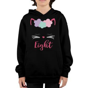 Kids Kitty 8Th Birthday Girl Shirt Cat Gift Birthday Outfit Youth Hoodie | Mazezy
