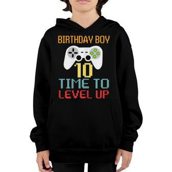 Kids Level 10 Unlocked 10Th Video Gamer Birthday Gif Youth Hoodie | Mazezy