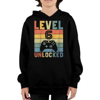 Kids Level 6 Unlocked Shirt Funny Video Gamer 6Th Birthday Gift V2 Youth Hoodie | Mazezy