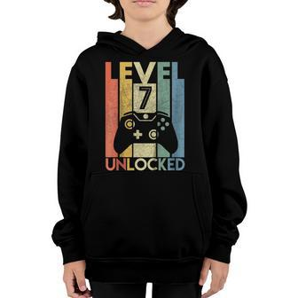 Kids Level 7 Unlocked Shirt Funny Video Gamer 7Th Birthday Gift Youth Hoodie | Mazezy