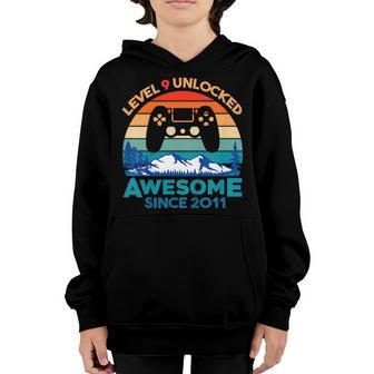 Kids Level 9 Unlocked Birthday Boy 9 Years Old Awesome Since 2011 Youth Hoodie | Mazezy