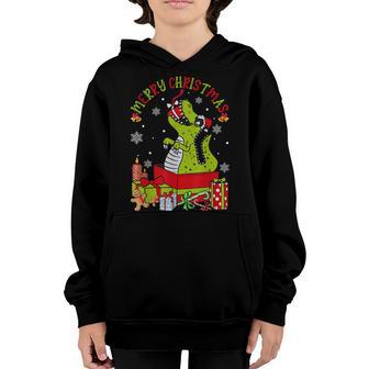 Kids Merry Christmas T Rex Dinosaur Funny Boys Kids Family Youth Hoodie - Thegiftio UK