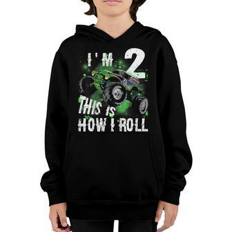 Kids Monster Truck Im 2 This Is How I Roll 2Nd Birthday Youth Hoodie | Mazezy